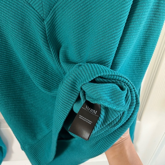 White House Black Market Teal Cozy Knit V Neck Long Sleeve Sweater Size XS - Picture 6 of 10